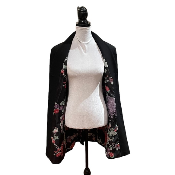 Dalia black minimalist contemporary button front classic trench coat size 10 - Picture 8 of 13